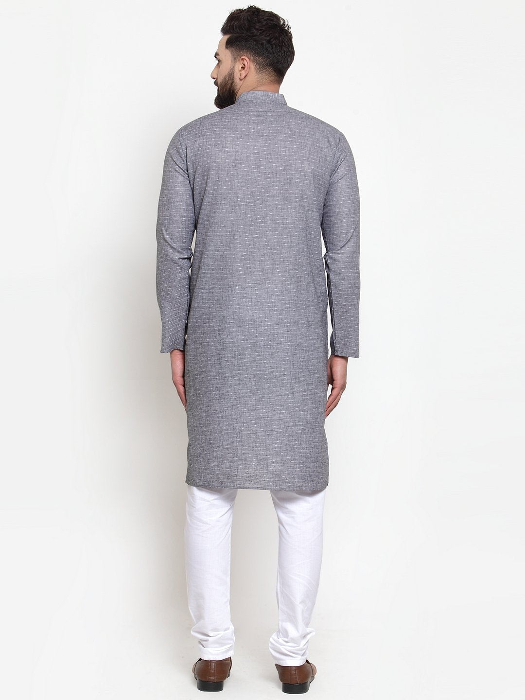 Jompers Men Grey Self-design Kurta with Churidar