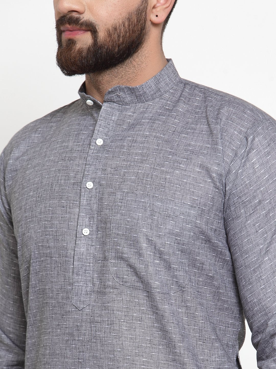 Jompers Men Grey Self-design Kurta with Churidar