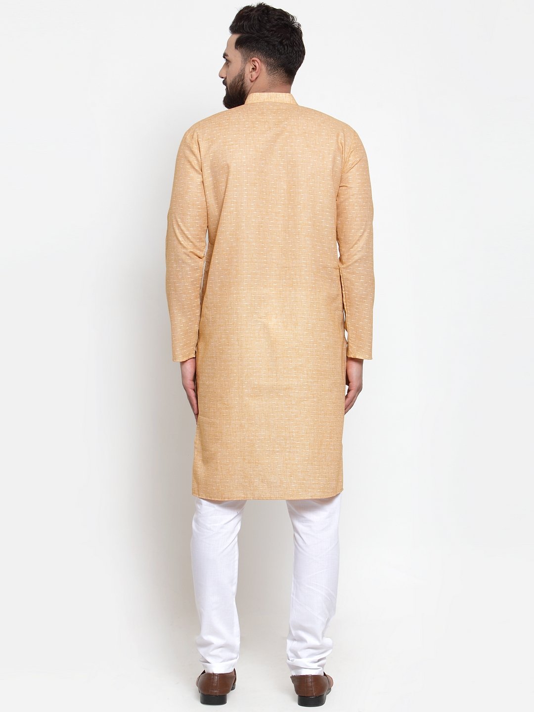 Jompers Men Orange Self-design Kurta with Churidar