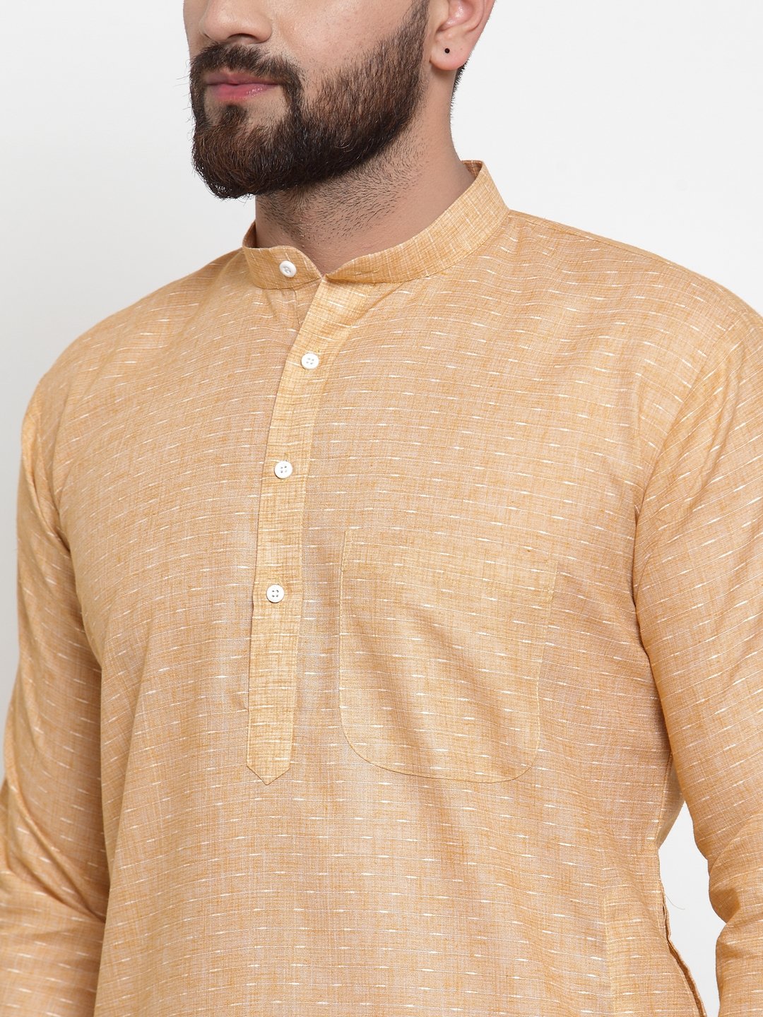 Jompers Men Orange Self-design Kurta with Churidar