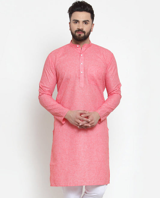 Jompers Men Pink Self-design Kurta Only