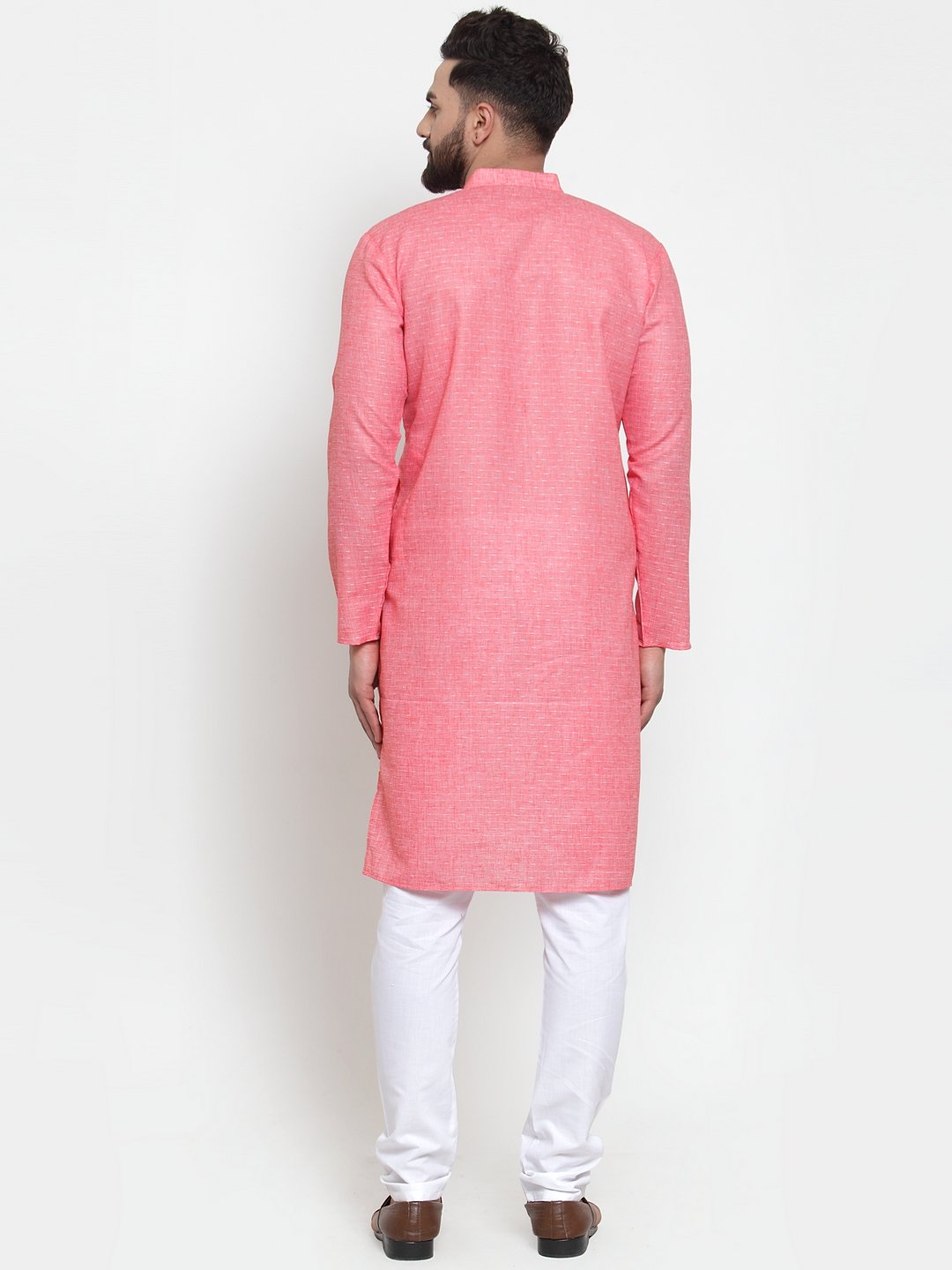 Jompers Men Pink Self-design Kurta with Churidar