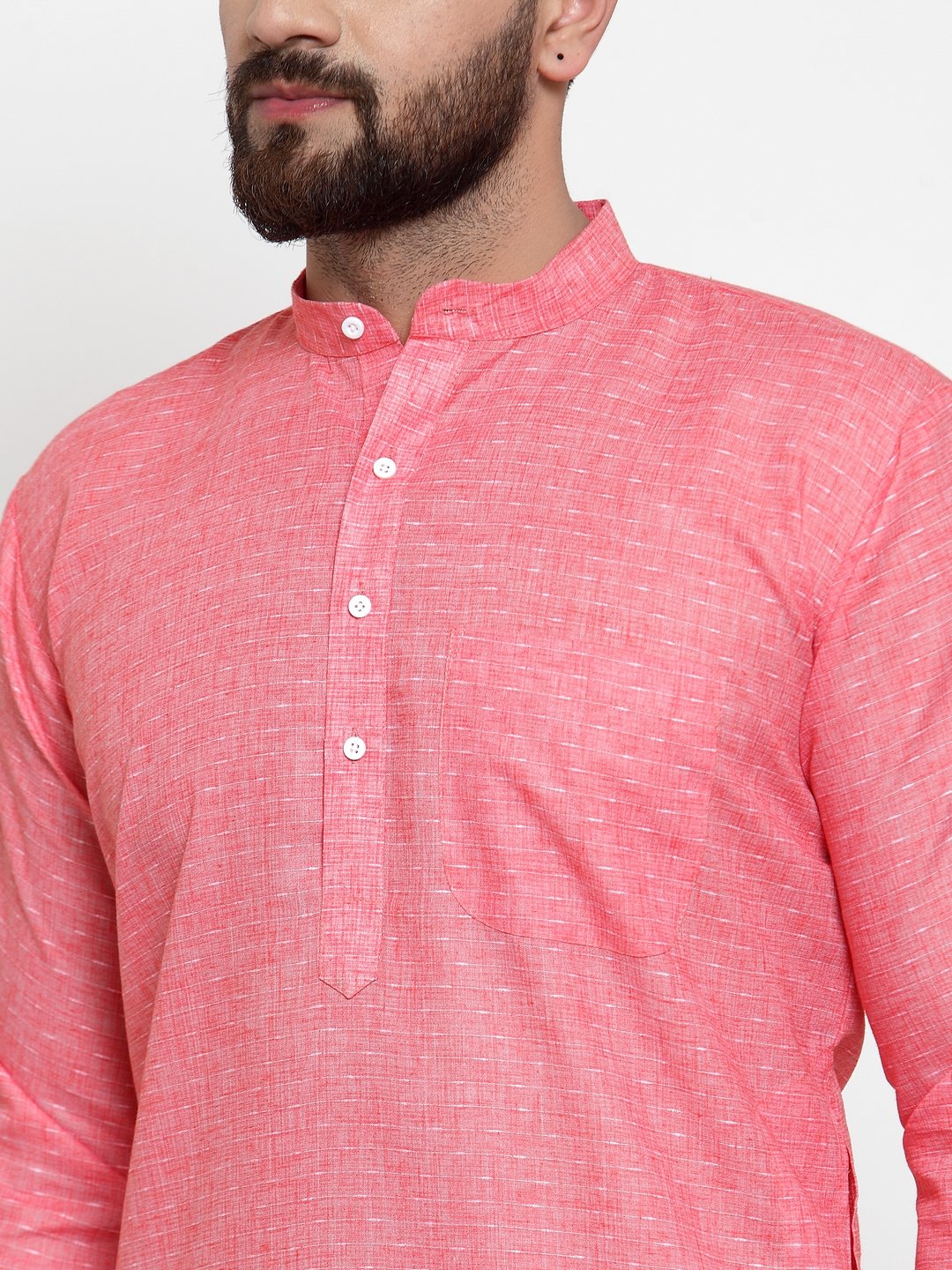 Jompers Men Pink Self-design Kurta with Churidar