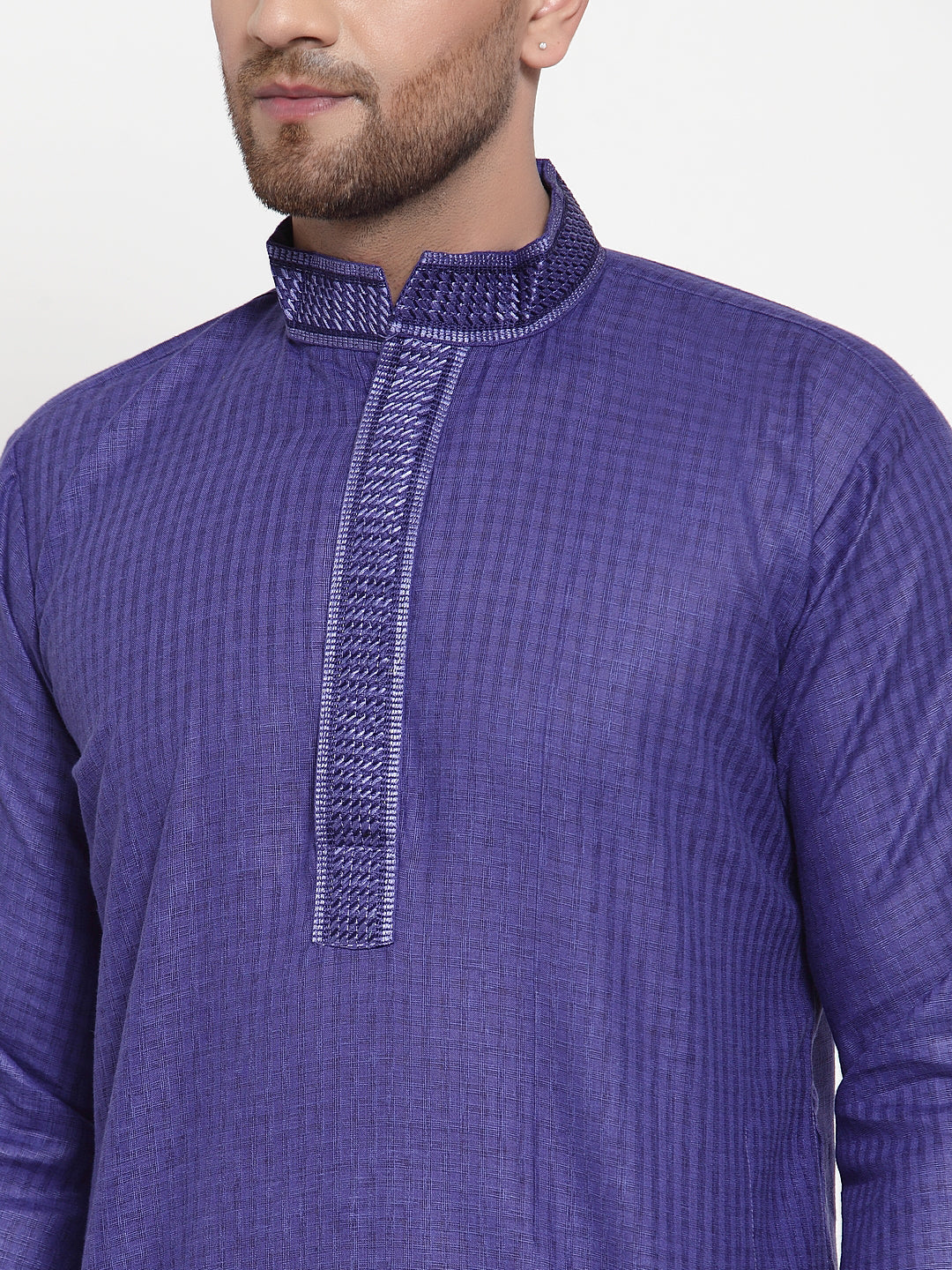Jompers Men's Beautiful Purple Woven Kurta Only