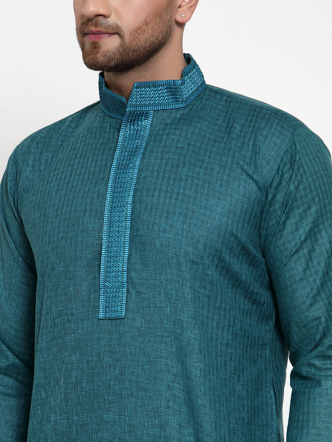 Jompers Men's Teal Woven Kurta Only