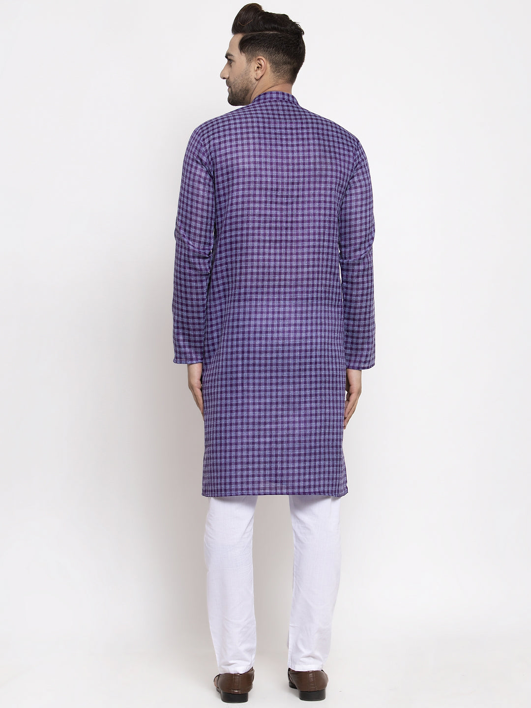 Jompers Men's Purple Woven Kurta Only