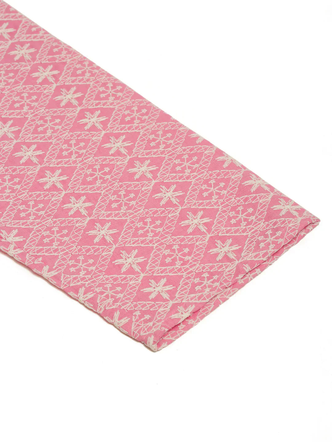 Jompers Men's Pink & White Embroidered Straight Kurta Pyjama Set