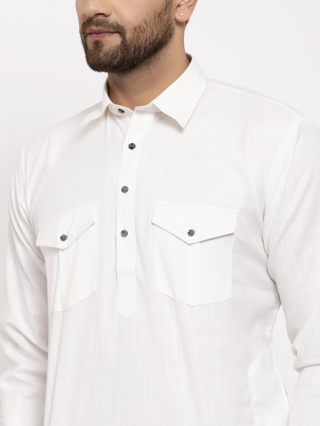 Jompers Men Off-White Solid Kurta with Pyjamas