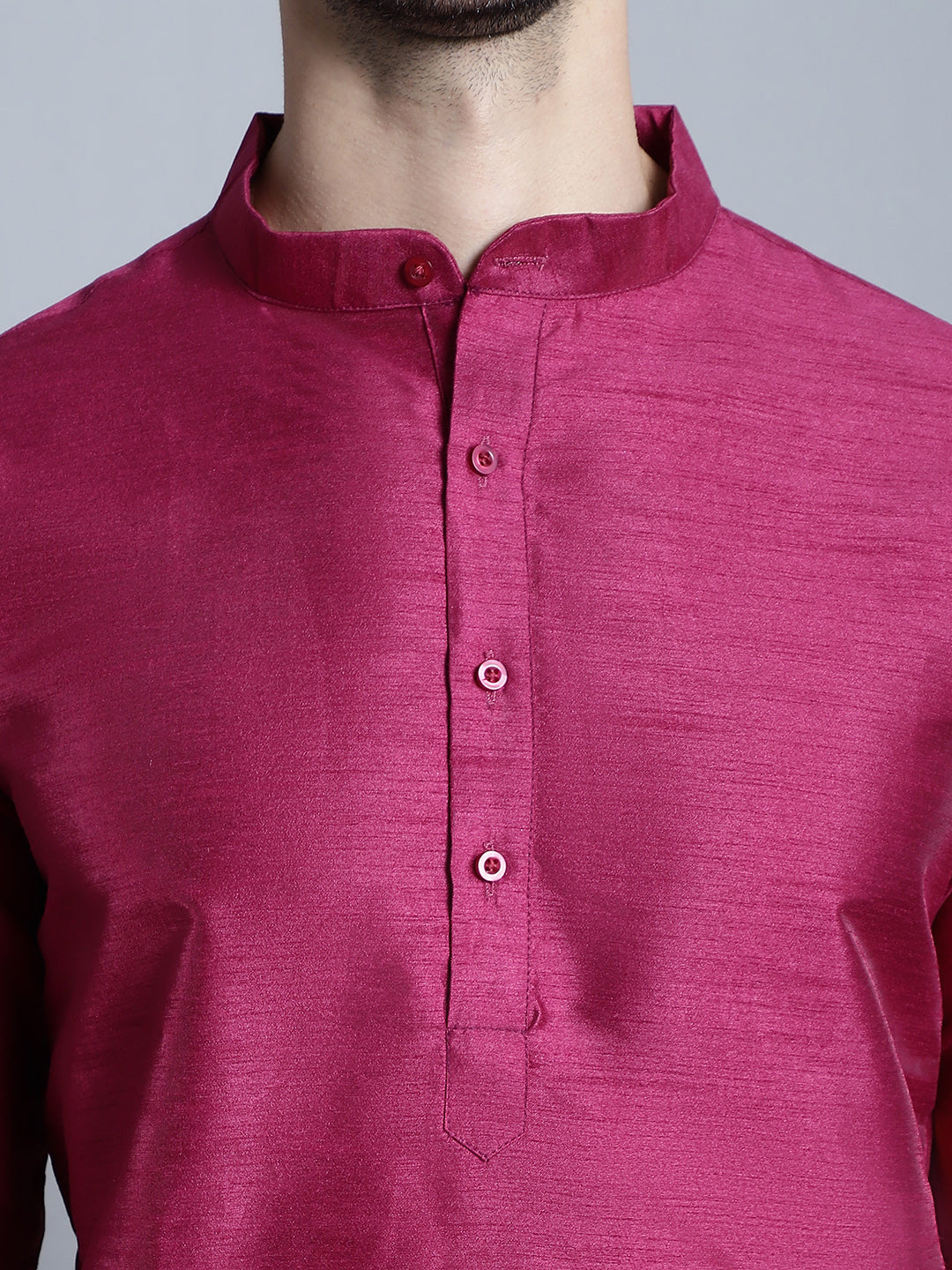 Jompers Men's Purple Dupion Silk Kurta with Churidar - Purple