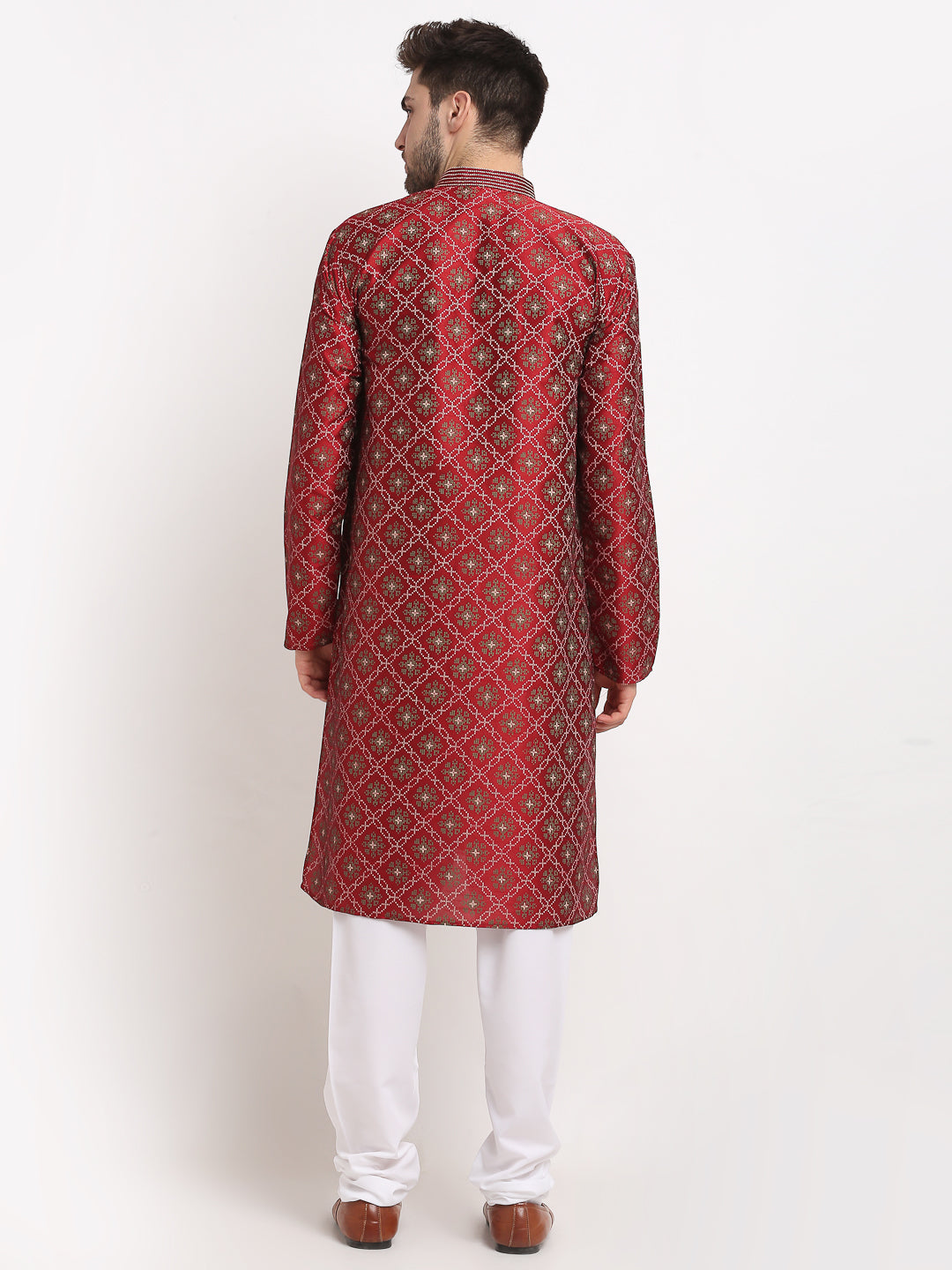 Jompers Men's Maroon Woven Kurta Only