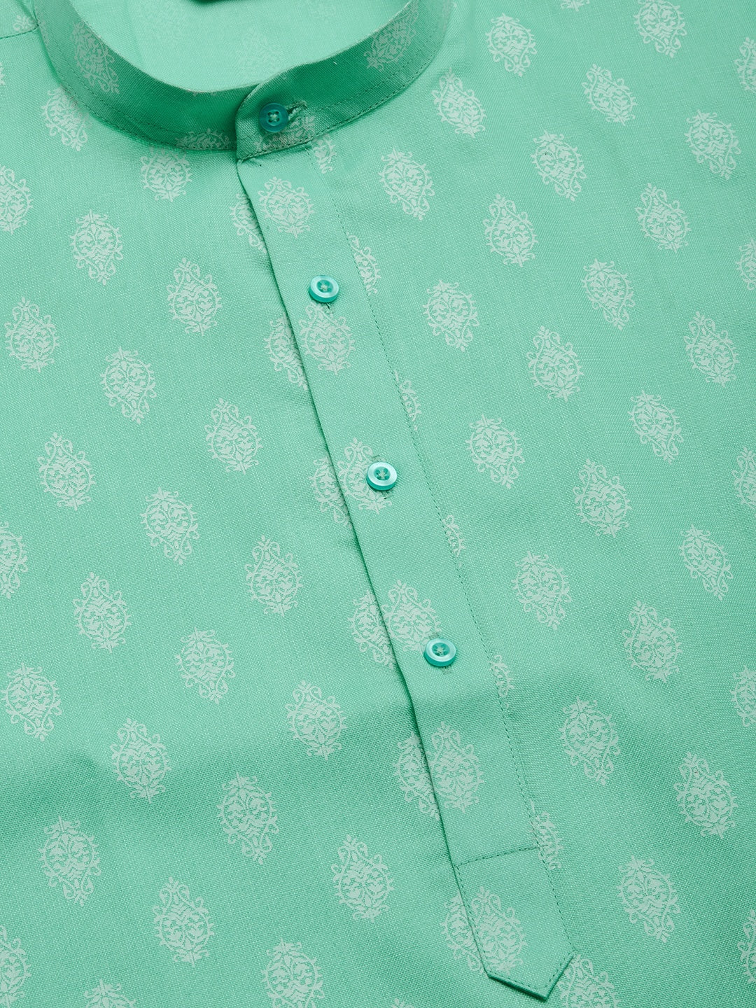Jompers Men's Green Cotton Floral printed kurta Only 