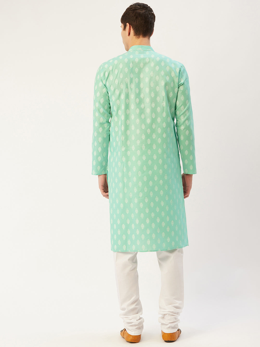 Jompers Men's Green Cotton Floral Printed kurta Pyjama Set 