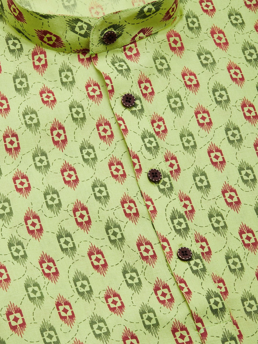Jompers Men's Green Cotton Ikat printed kurta Only 