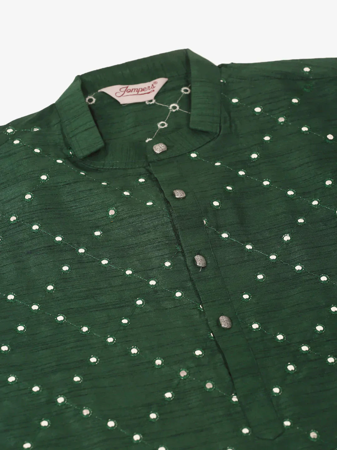 Jompers Men's Green Mirror Work Kurta Pyjama