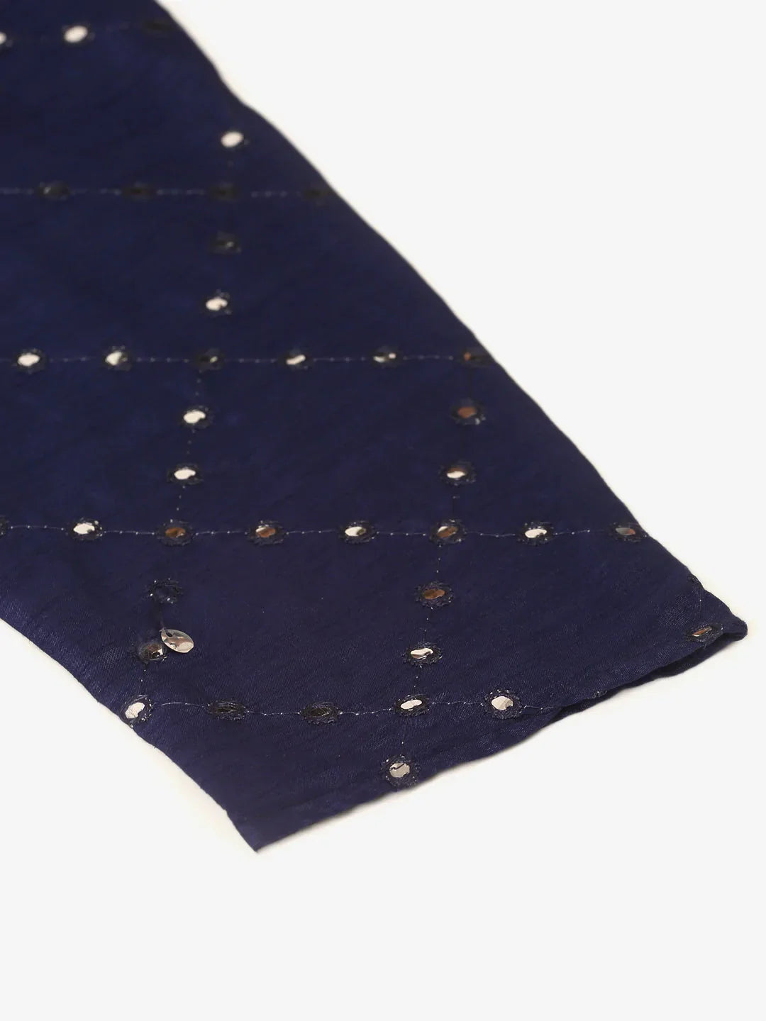 Jompers Men's Navy Blue Mirror Work Kurta Pyjama