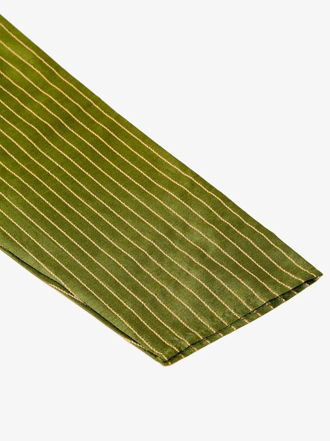 Jompers Men's Olive Green Striped Pleated Chikankari Kurta pyjama Set