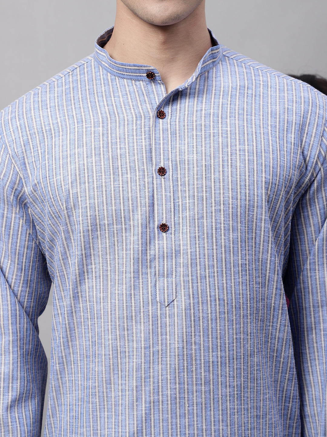 Jompers Men's Blue and White Striped Kurta with Pyjama