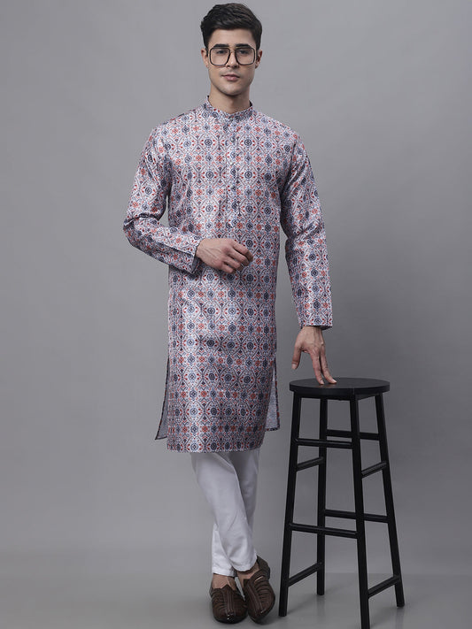 Jompers Men's Blue Digital Printed Kurta Pyjama Set