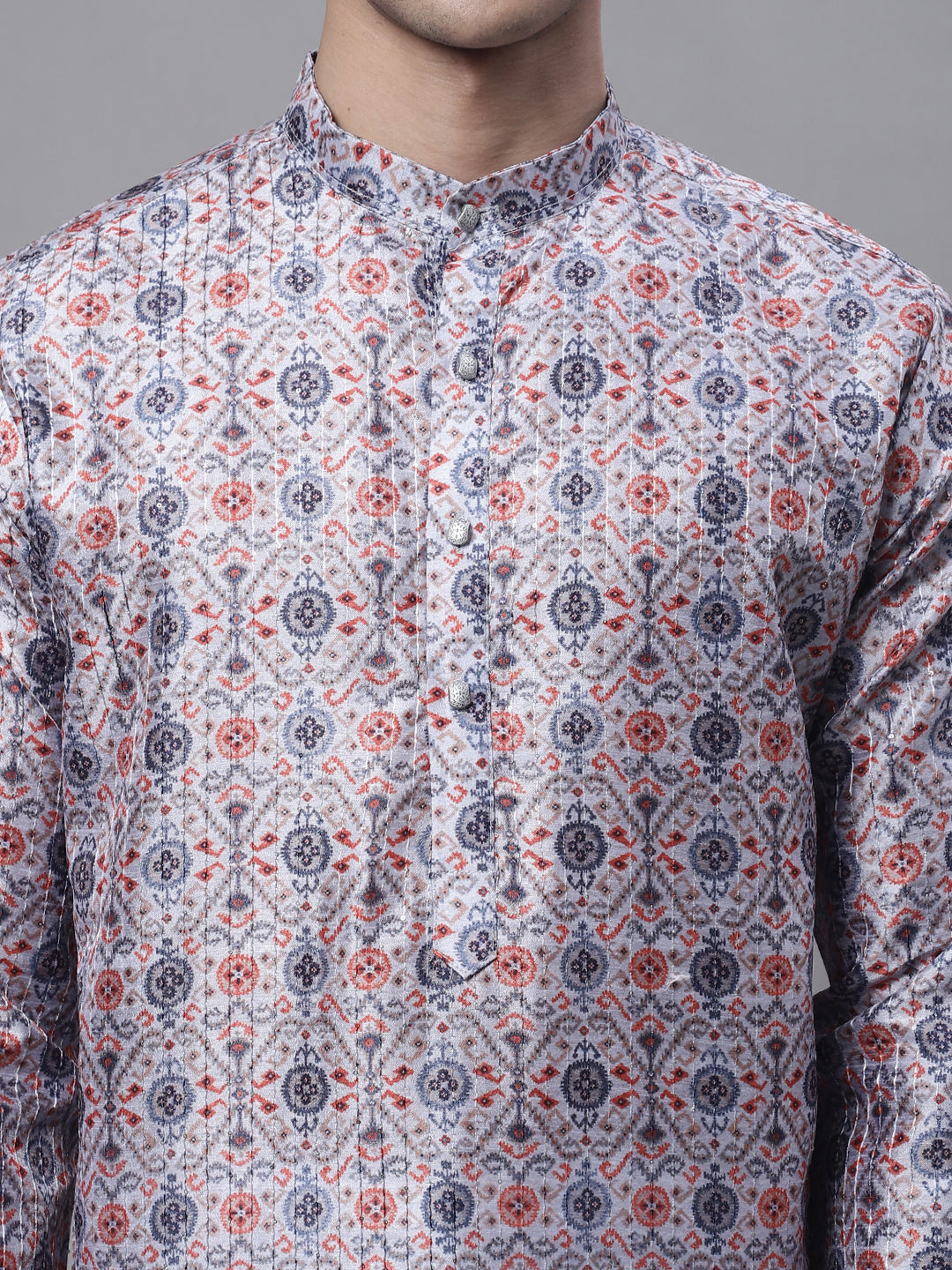 Jompers Men's Blue Digital Printed Kurta Pyjama Set