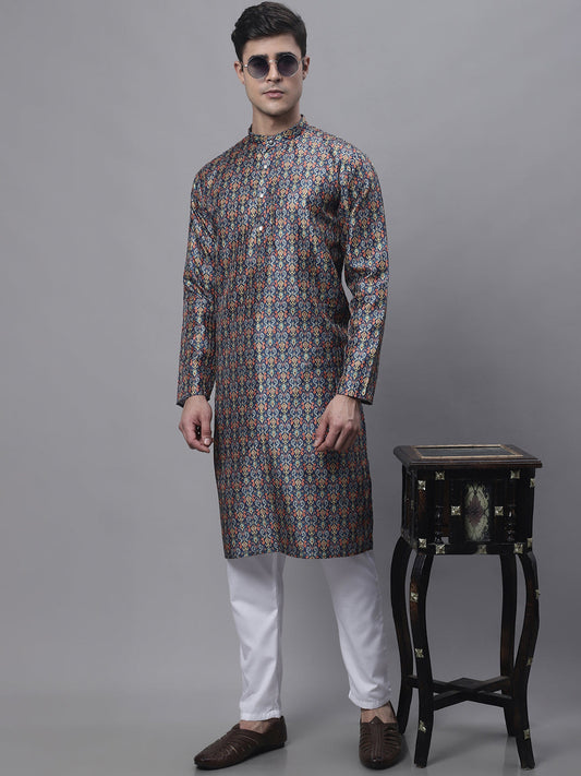 Jompers Men's Navy Digital Printed Kurta Pyjama Set
