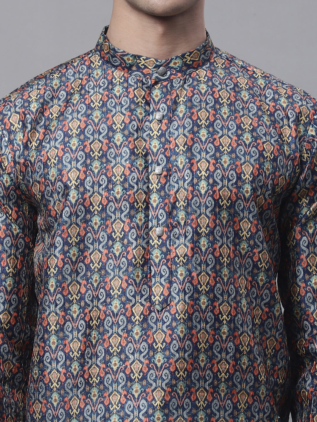 Jompers Men's Navy Digital Printed Kurta Pyjama Set