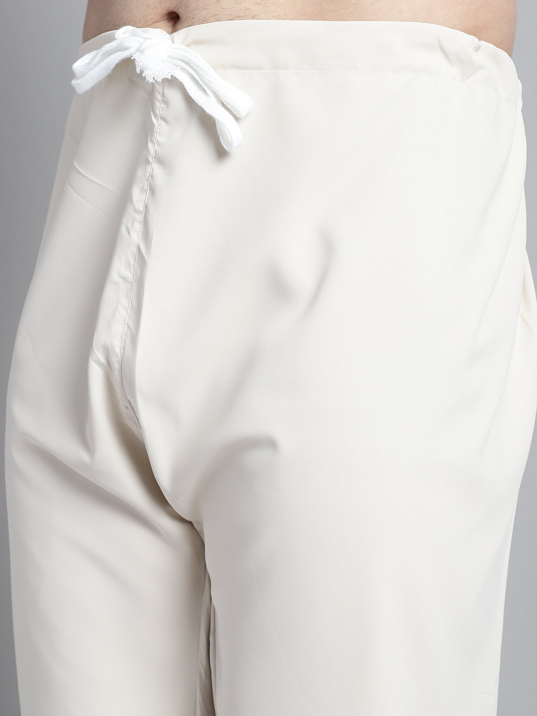 Jompers Men's Cream Cotton Solid Pathani Kurta with Salwar