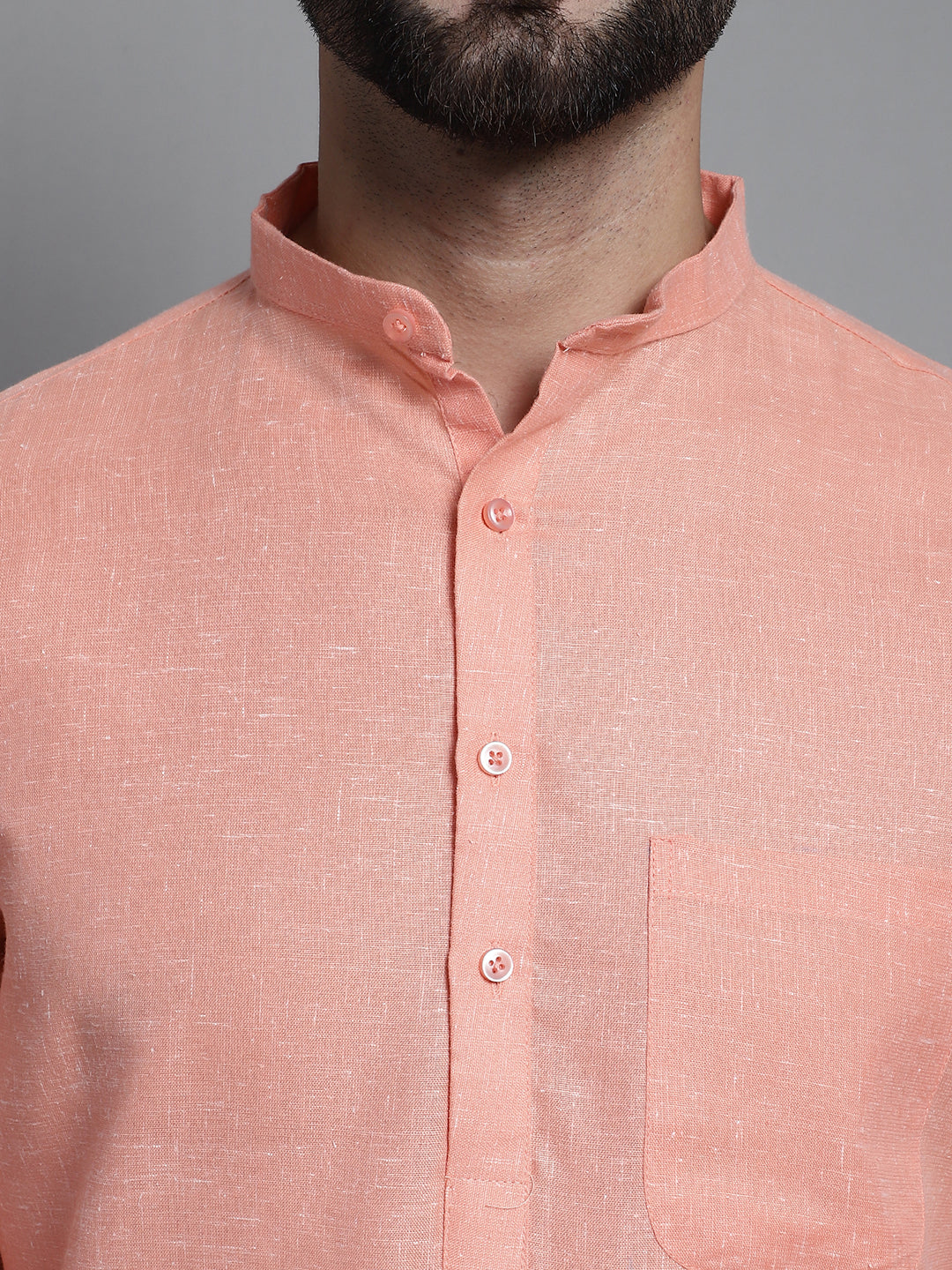 Jompers Men's Solid Pure Cotton Kurta With Pyjamas - Peach