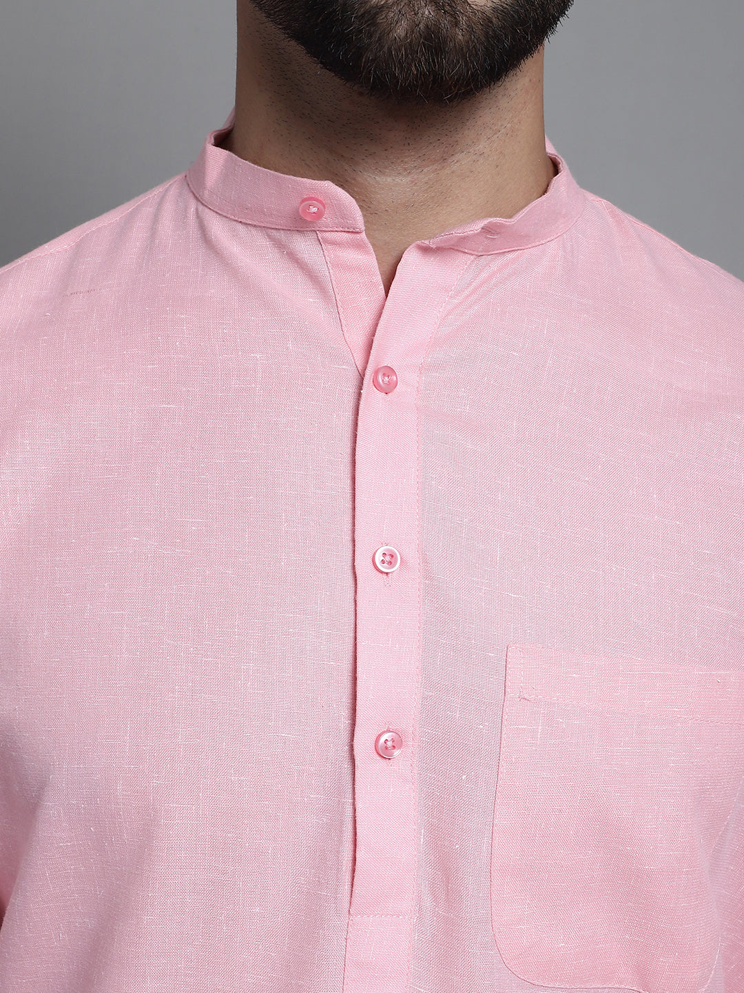 Jompers Men's Solid Pure Cotton Kurta With Pyjamas - Pink