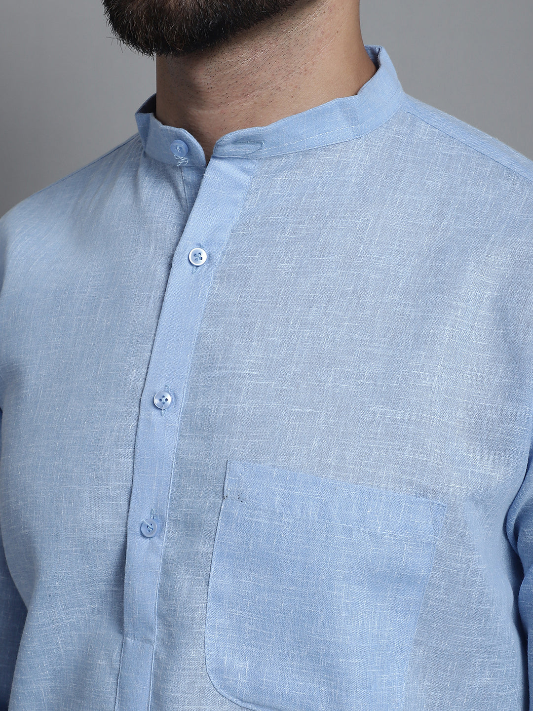 Jompers Men's Solid Pure Cotton Kurta With Pyjamas - Sky Blue