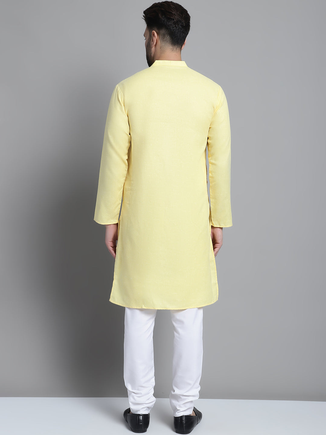 Jompers Men's Solid Pure Cotton Kurta With Pyjamas - Yellow