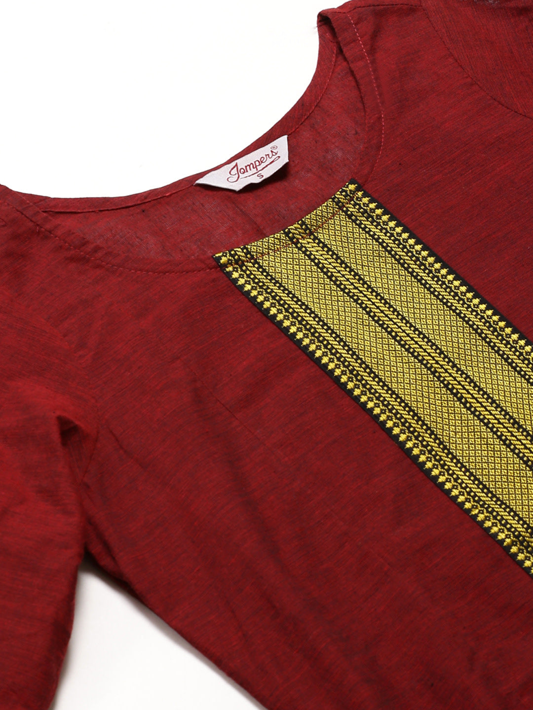 Jompers Women Maroon Yoke Design Kurta with Trousers