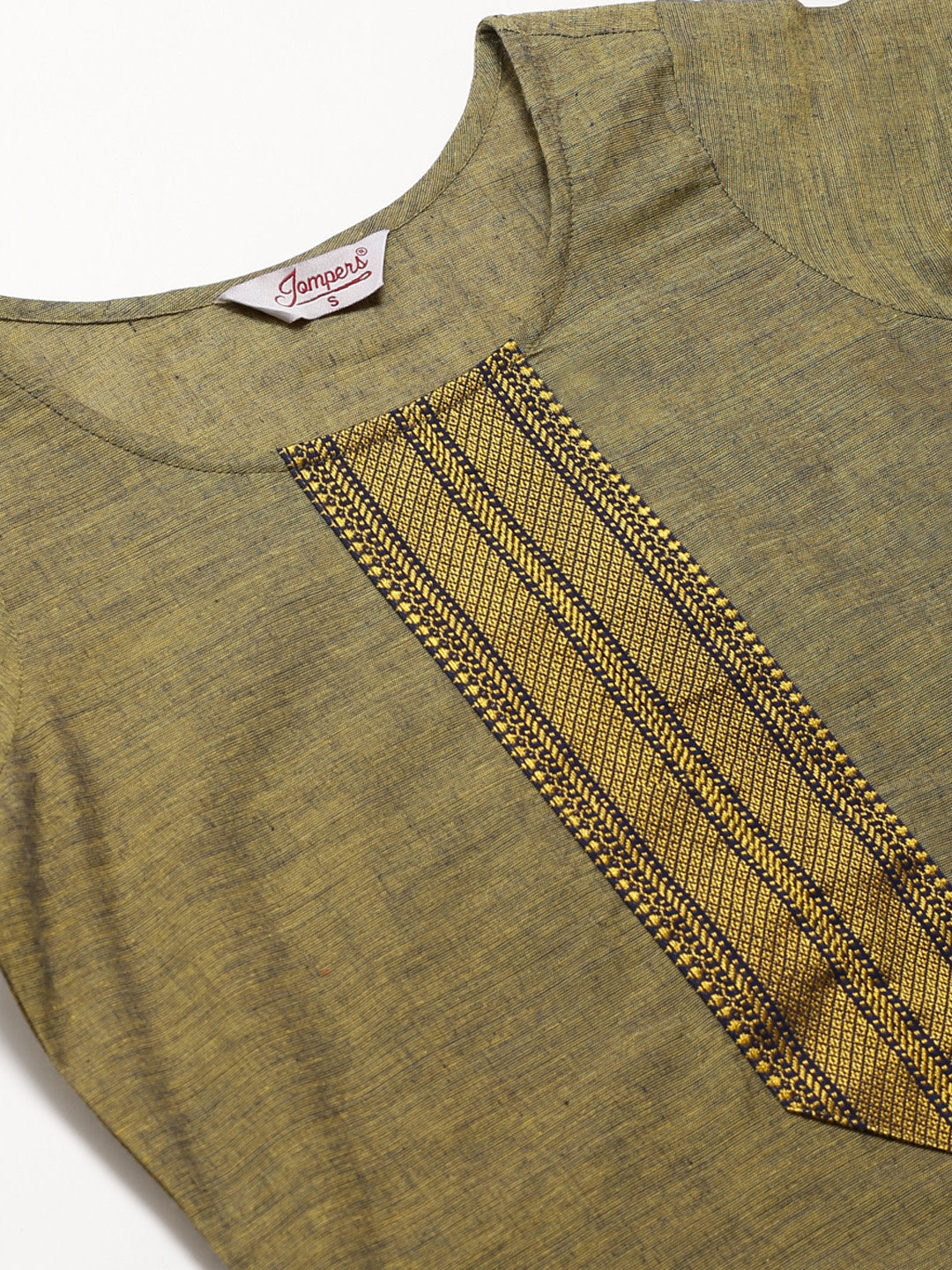 Jompers Women Mustard Yoke Design Kurta with Trousers