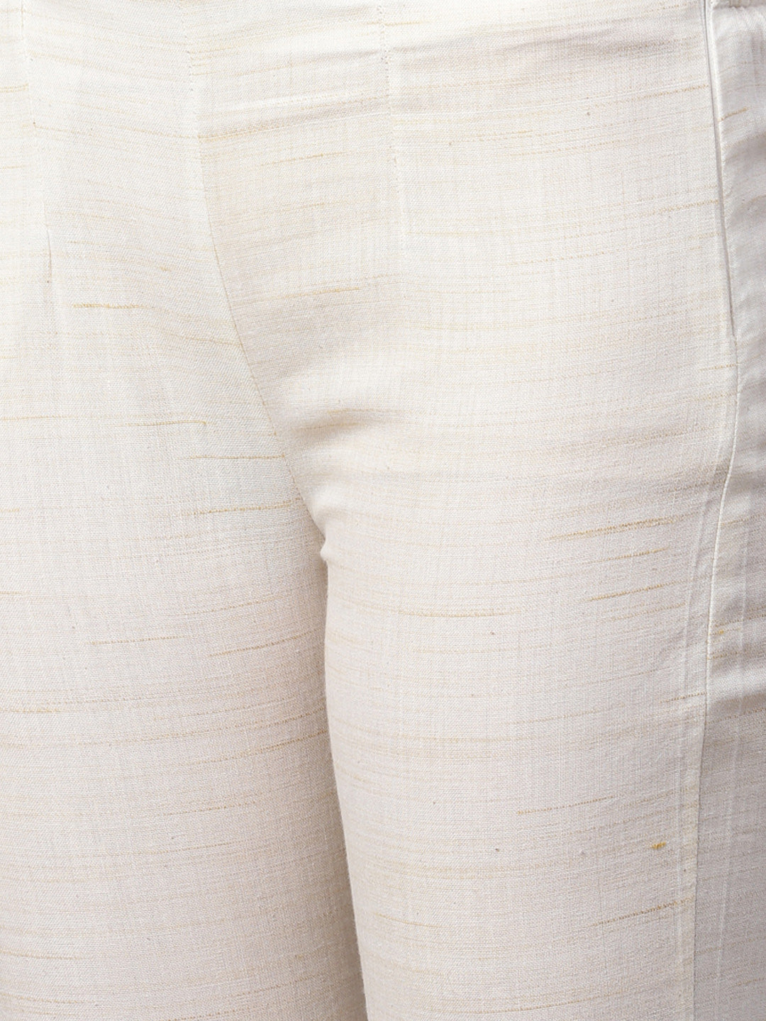 Jompers Women Off-White Woven Design Kurta with Trousers