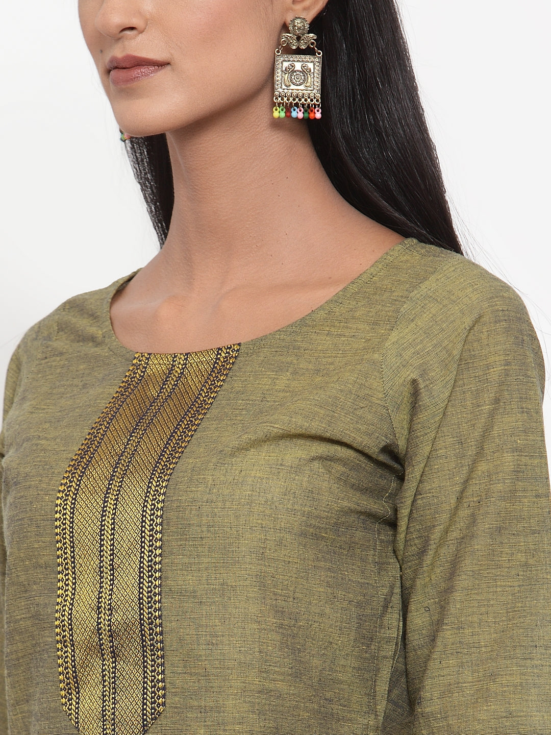 Jompers Women Mustard Solid Kurta with Trousers & Dupatta