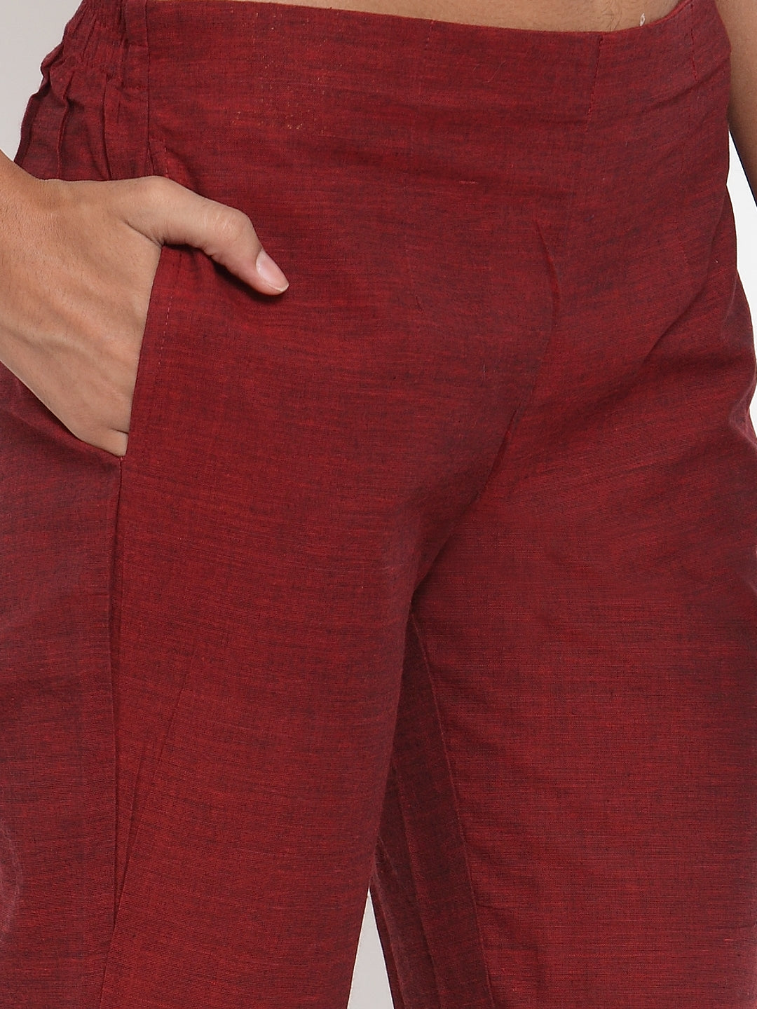 Jompers Women Maroon Solid Kurta with Trousers & Dupatta