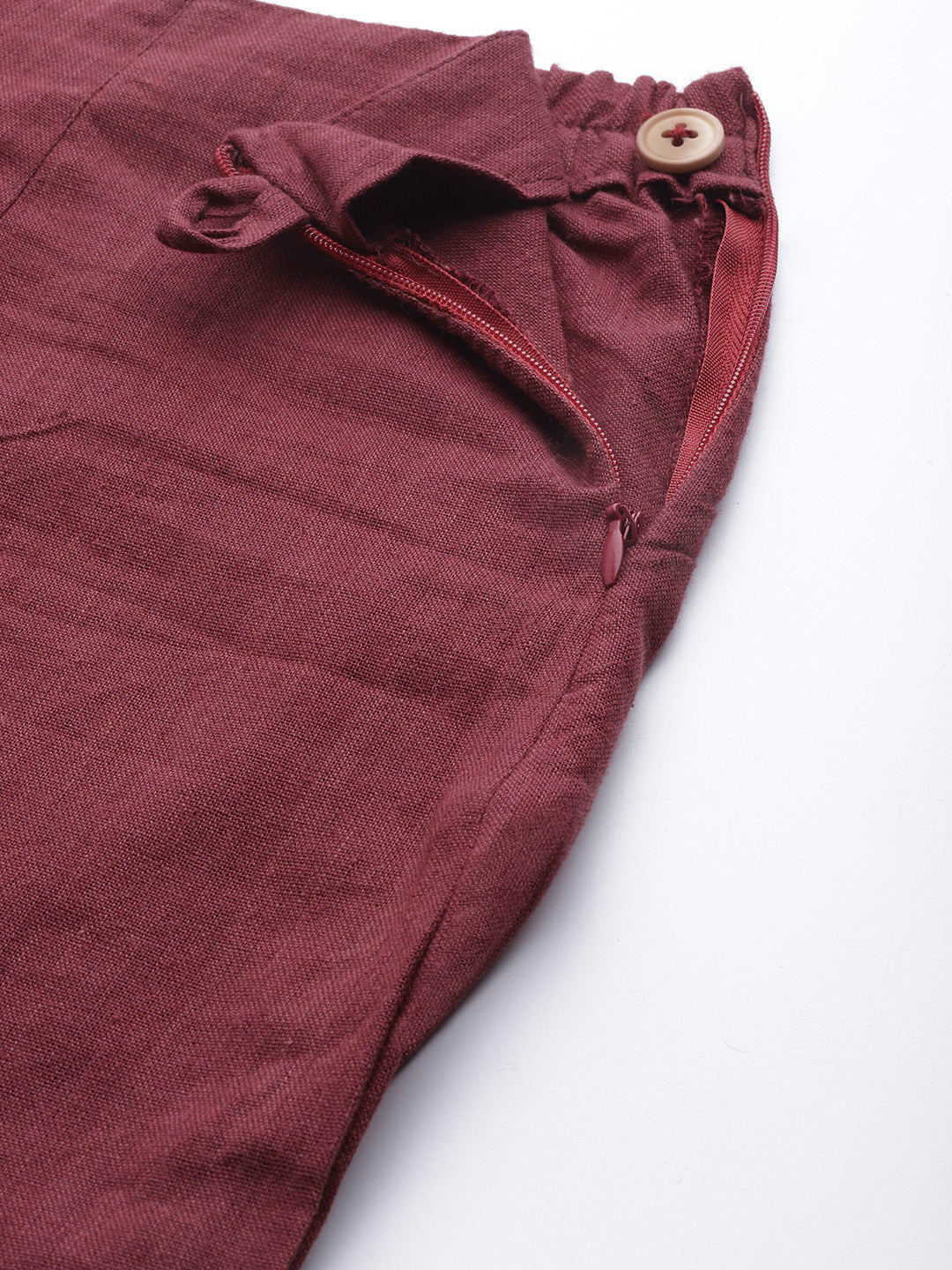 Jompers Women Maroon & Grey Solid Kurta with Trousers & Dupatta