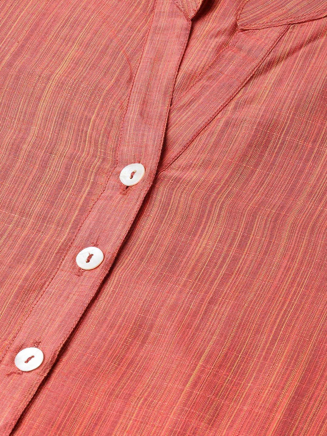 Jompers Women Rust Orange & Beige Self-Striped Kurta with Trousers & Dupatta
