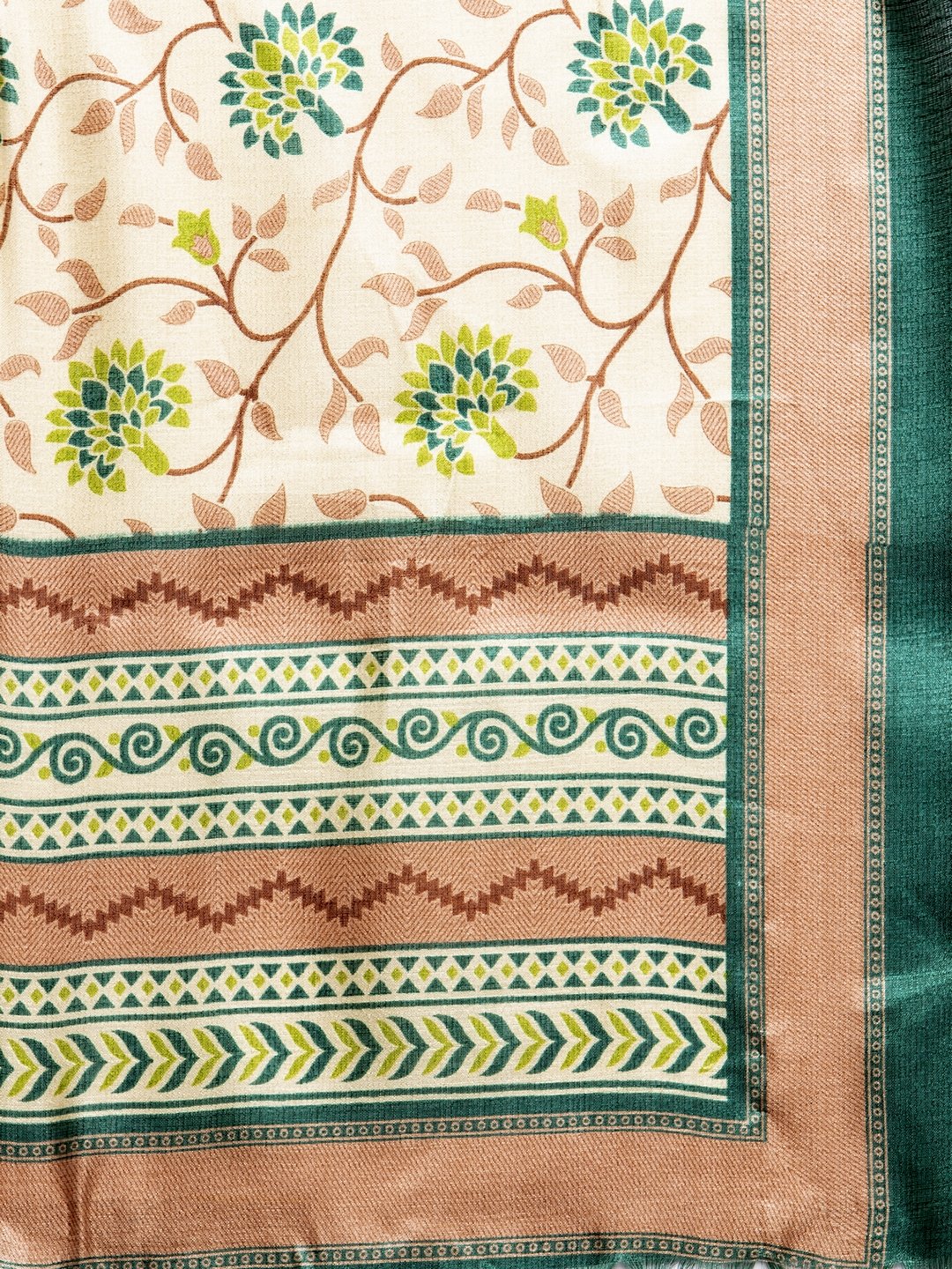 Jompers Women Green Self-Striped Kurta with Trousers & Art Silk Dupatta