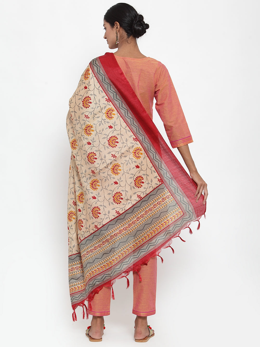 Jompers Women Pink Solid Kurta with Trousers & Dupatta