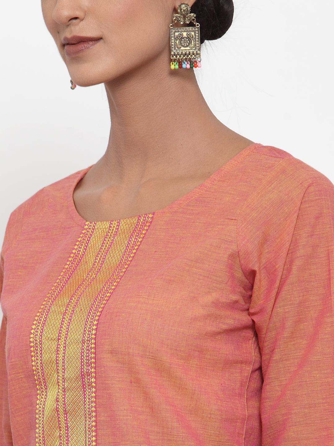 Jompers Women Pink Solid Kurta with Trousers & Dupatta