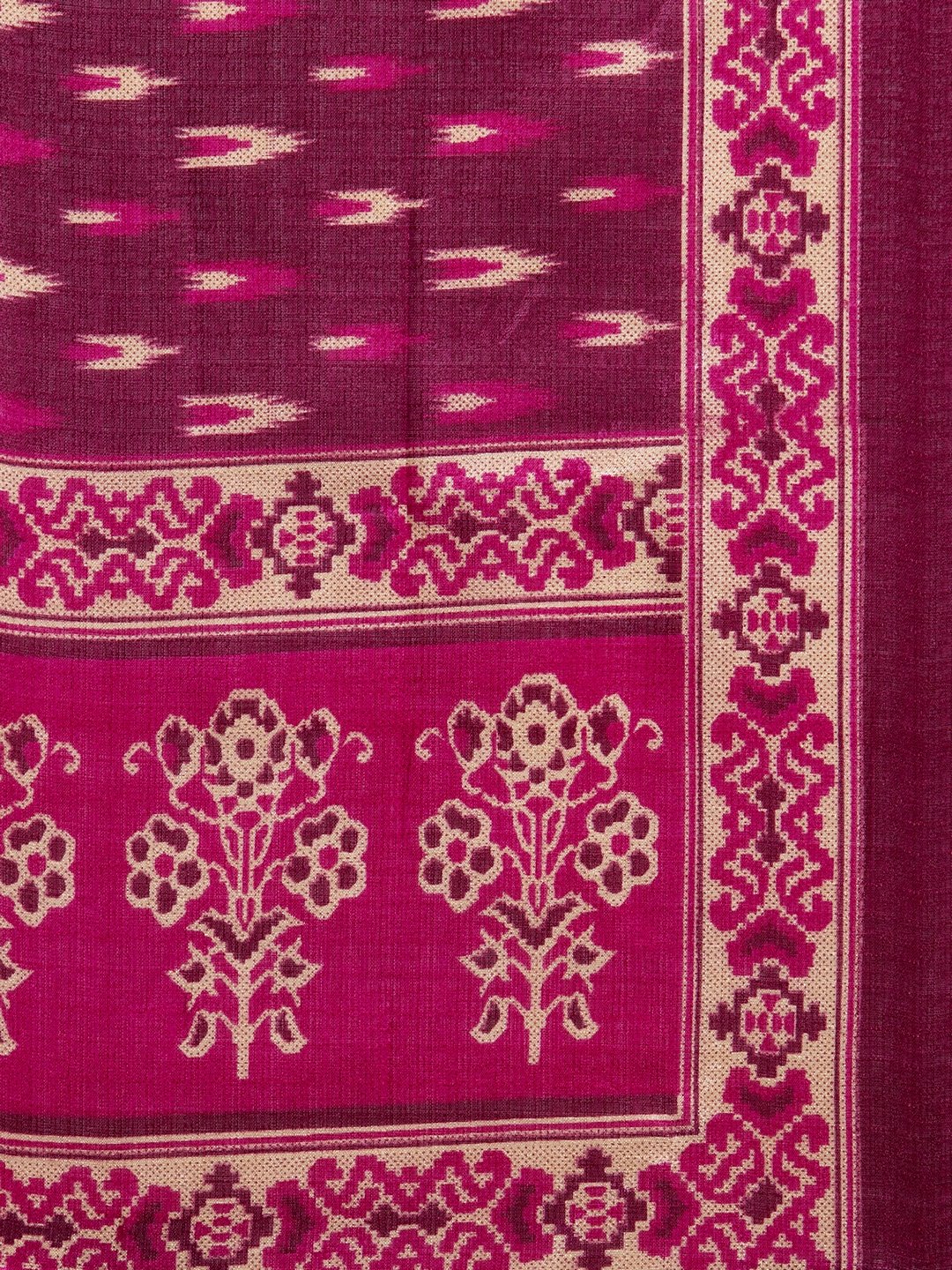 Jompers Women Pink Self-Striped Kurta with Trousers & Art Silk Printed Dupatta