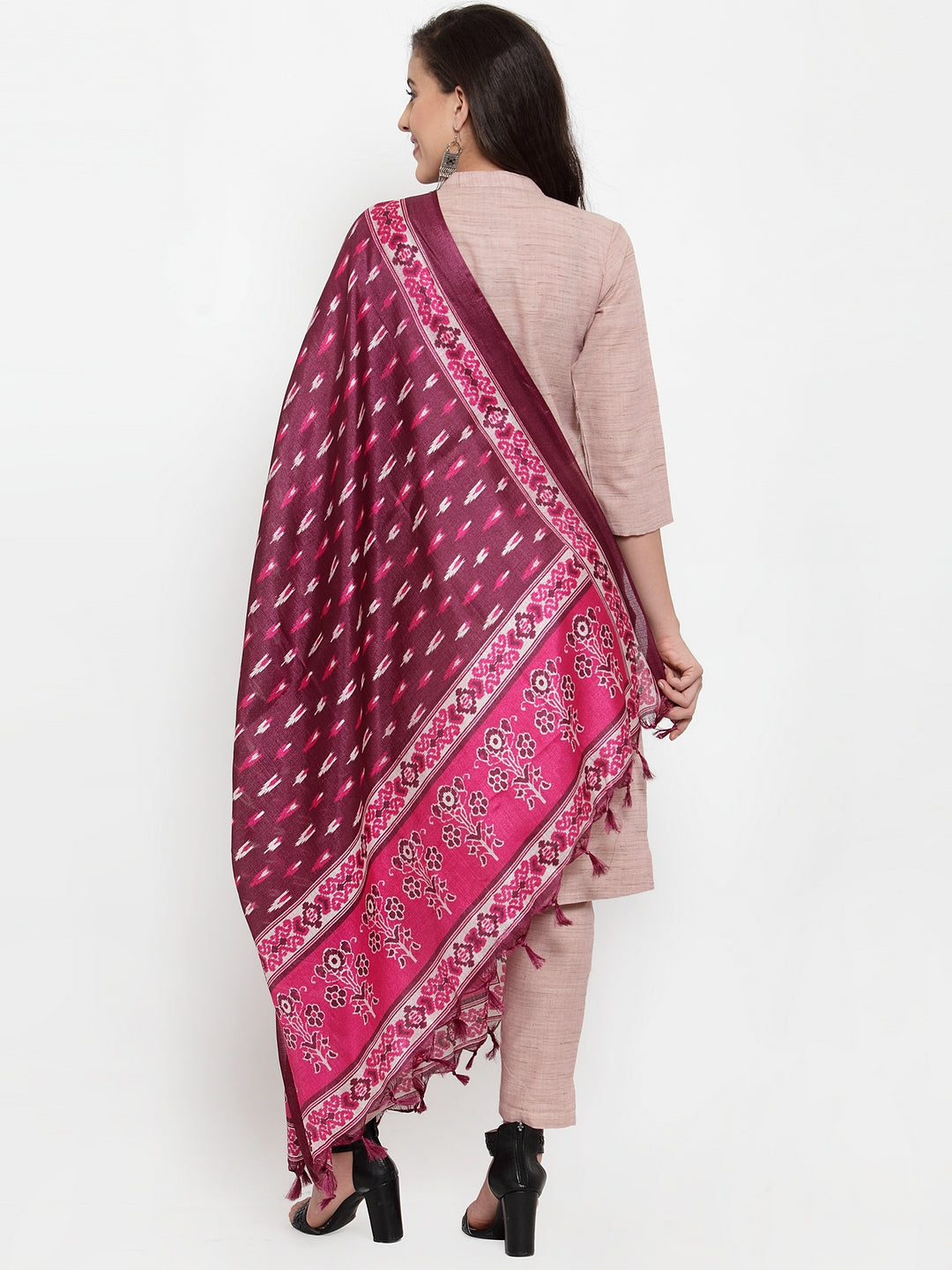 Jompers Women Pink Solid Kurta with Trousers & Dupatta