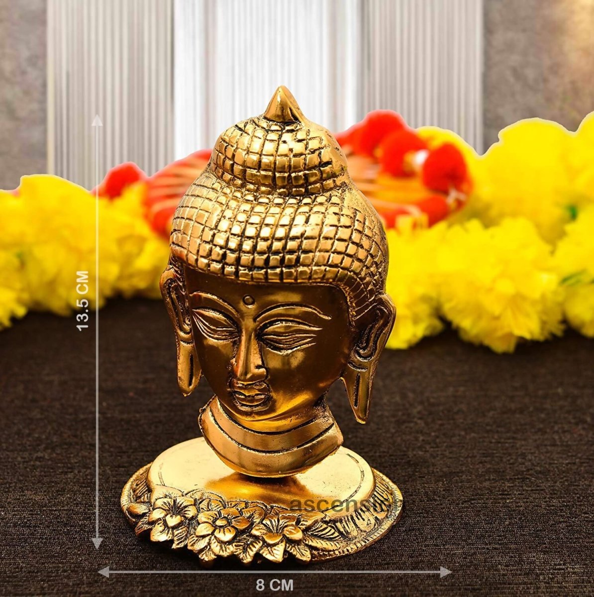 Ascension Designer Oxidize Metal Decorative Golden Lord Buddha Head Idol - Grab2buy