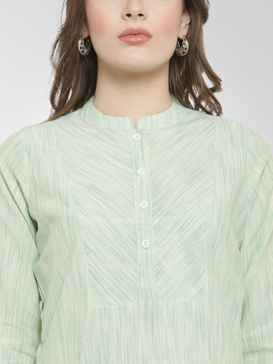 Jompers Women Green self design straight Kurta