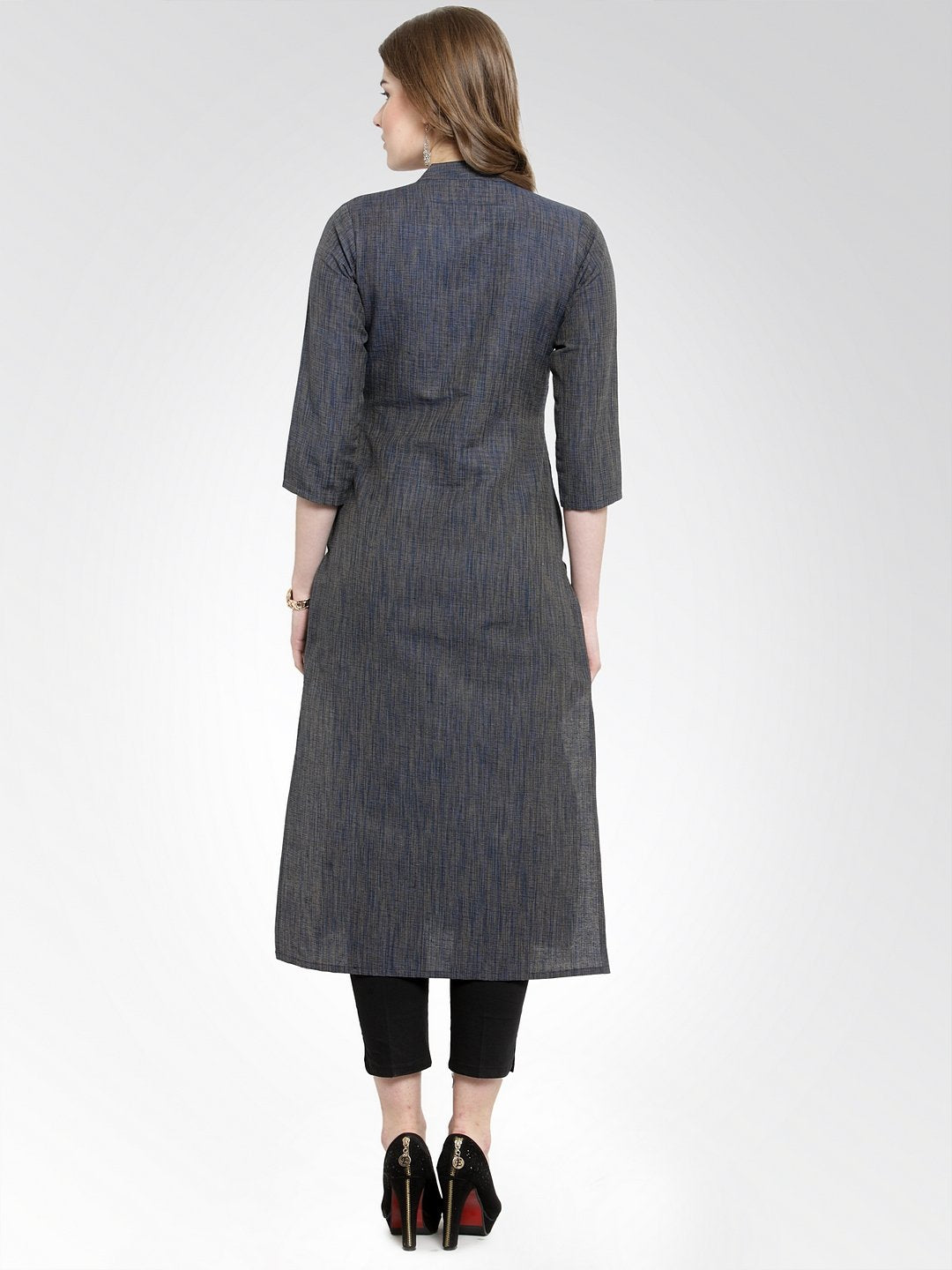 Jompers Women Navy self design straight Kurta