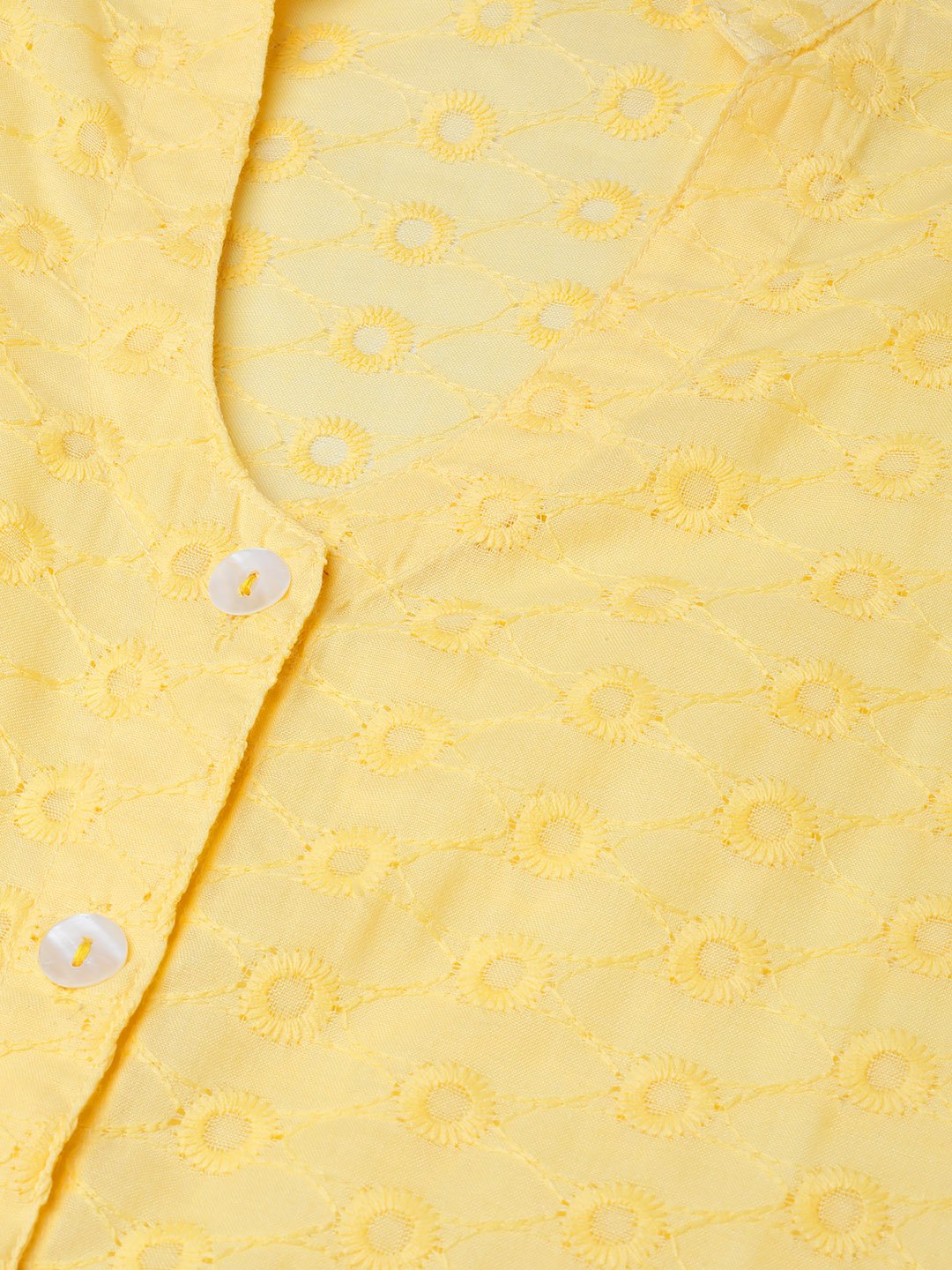 Jompers Women Yellow Chikankari Embroidered Semi-Sheer Straight Kurta