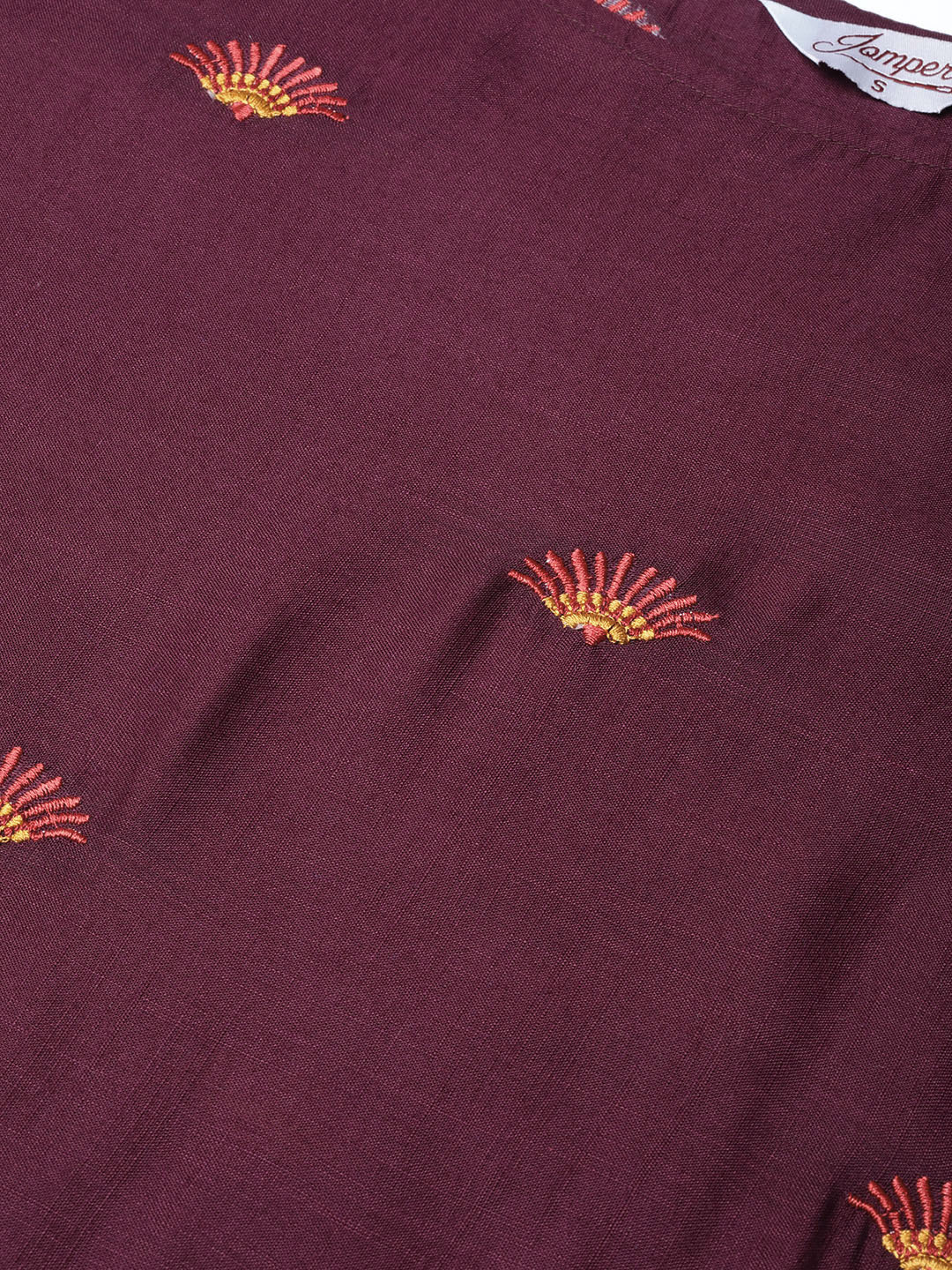 Jompers Women Purple Yoke Design Straight Kurta