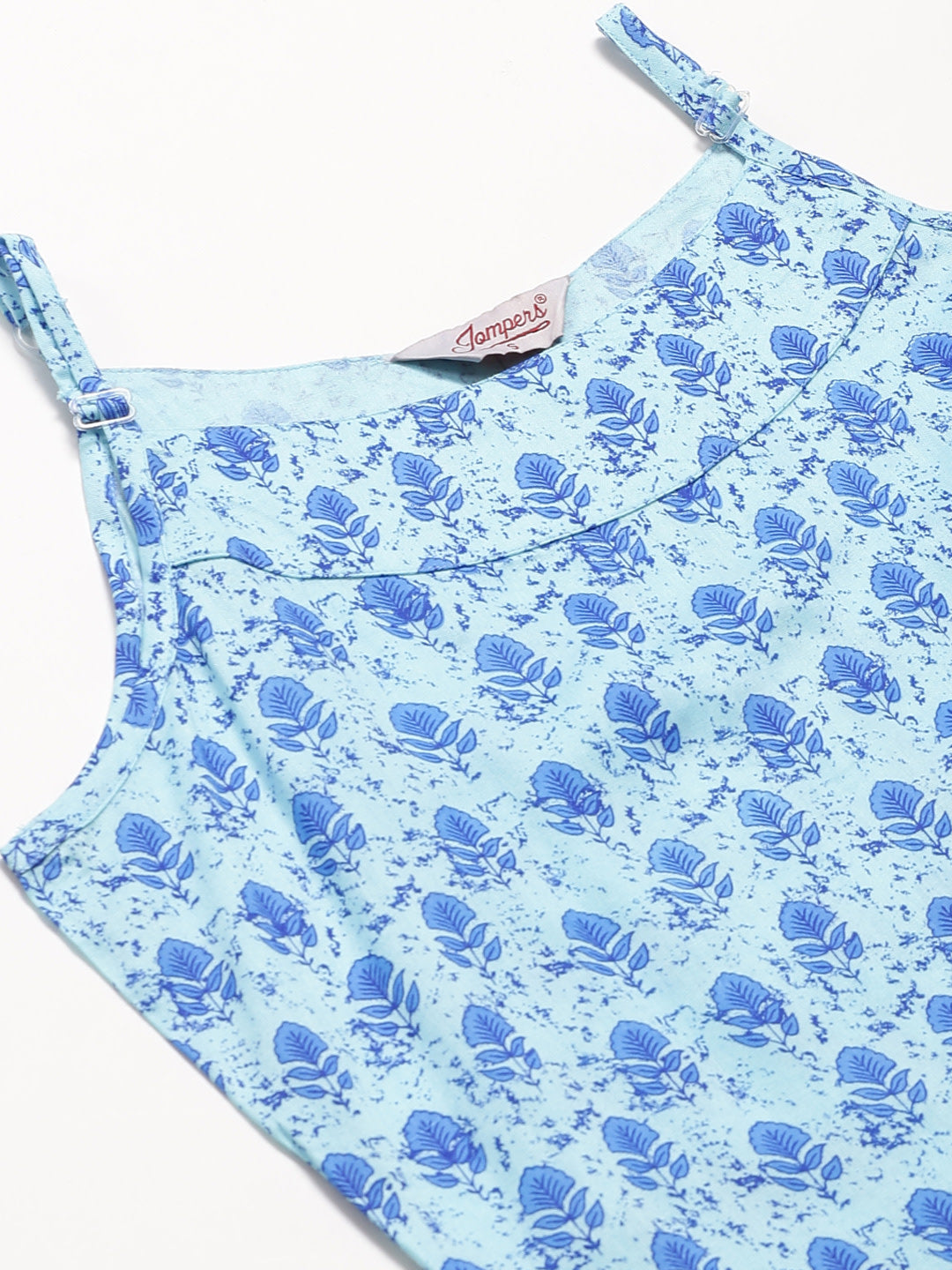 Jompers Women Blue Printed Straight Kurta