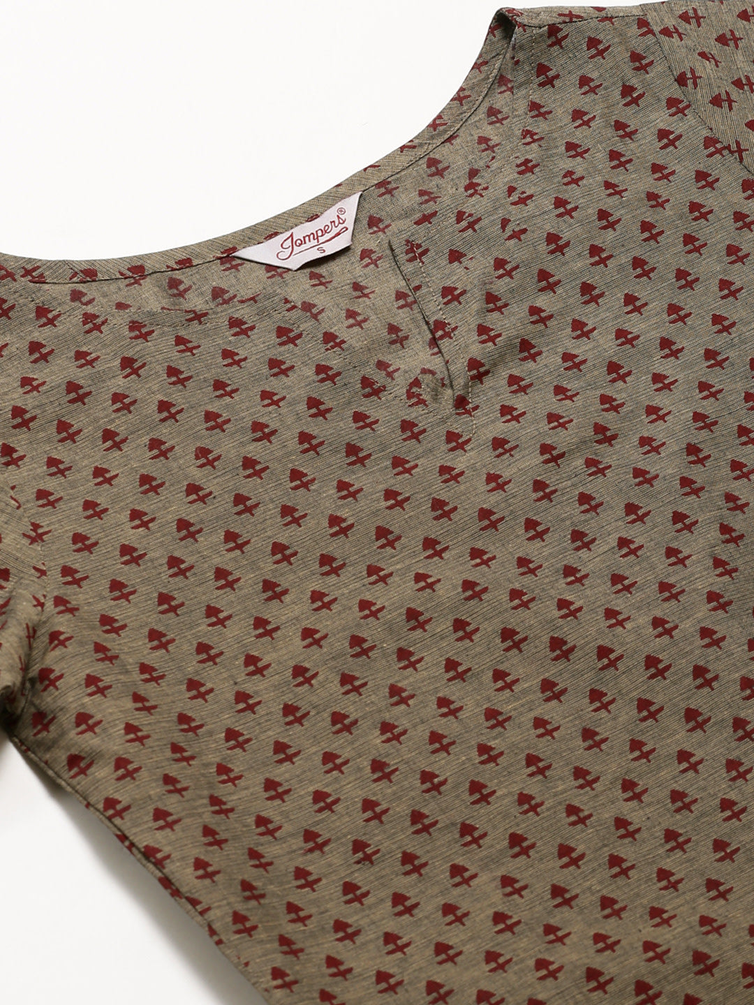 Jompers Women Grey & Maroon Printed Straight Kurta