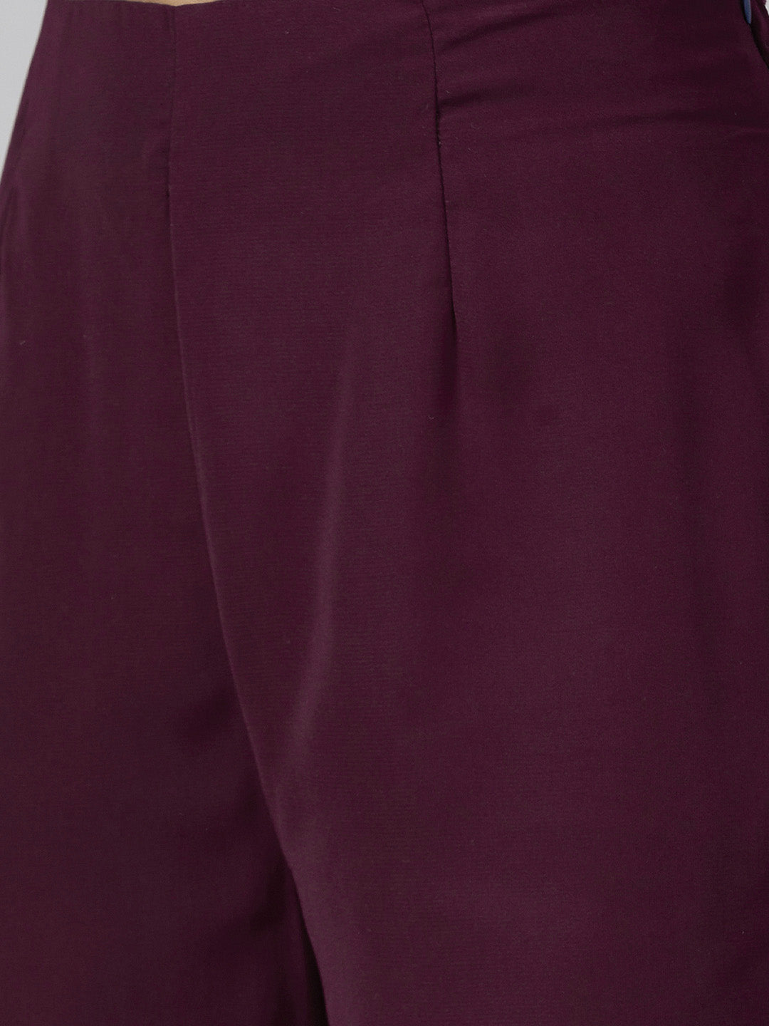 Jompers Women Purple Embroidered Yoke Design A-Line Kurta